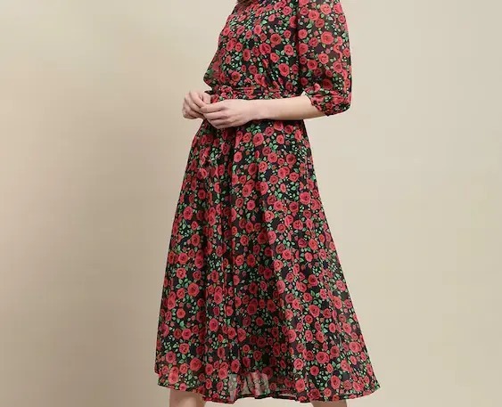 Multicolor Printed Rayon A-line Dress